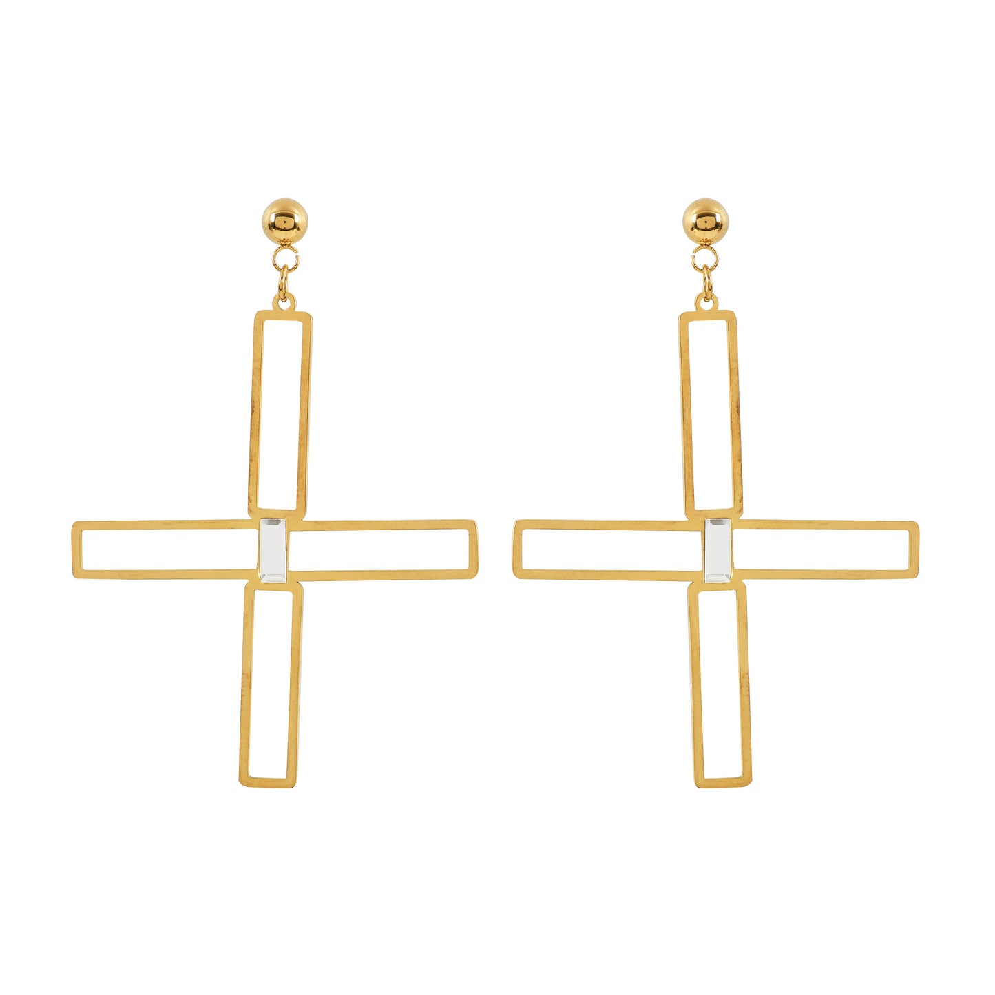 Elegant Gold Cross Earrings
