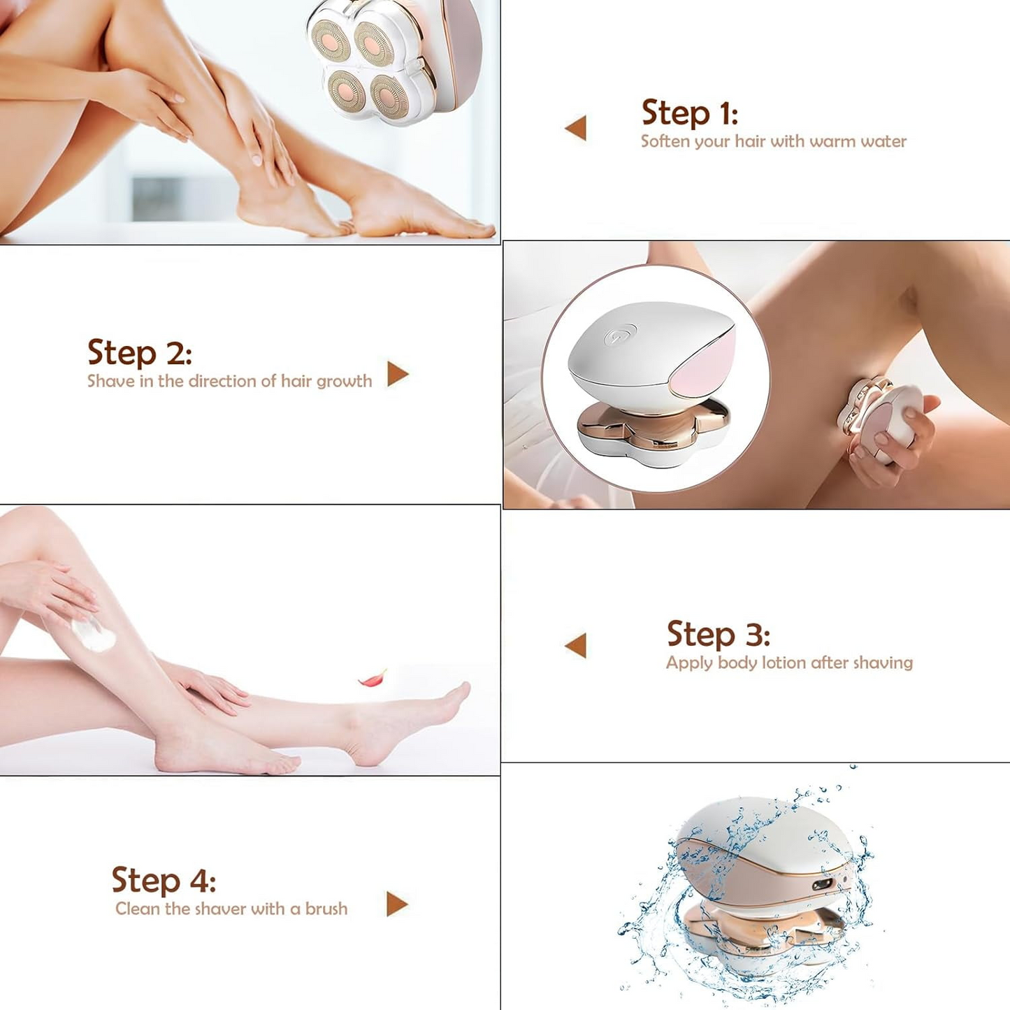 Flawless Electric Shaver for Women – LED Light Hair Removal Tool for Face, Legs & Bikini (Pink)