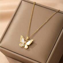 Rainbow Wing Butterfly Pendant Necklace