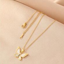 Rainbow Wing Butterfly Pendant Necklace