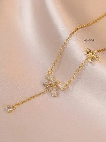Love Knot Drop Golden Pendant Necklace