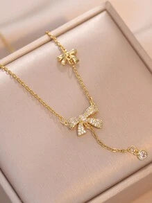 Love Knot Drop Golden Pendant Necklace