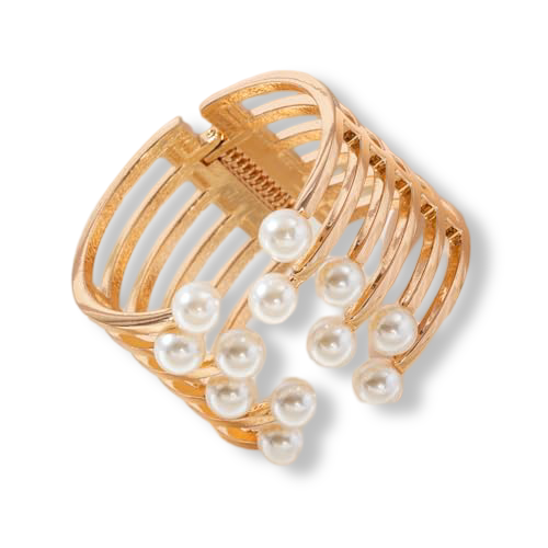 Golden Embrace Pearl Cuff Bracelet