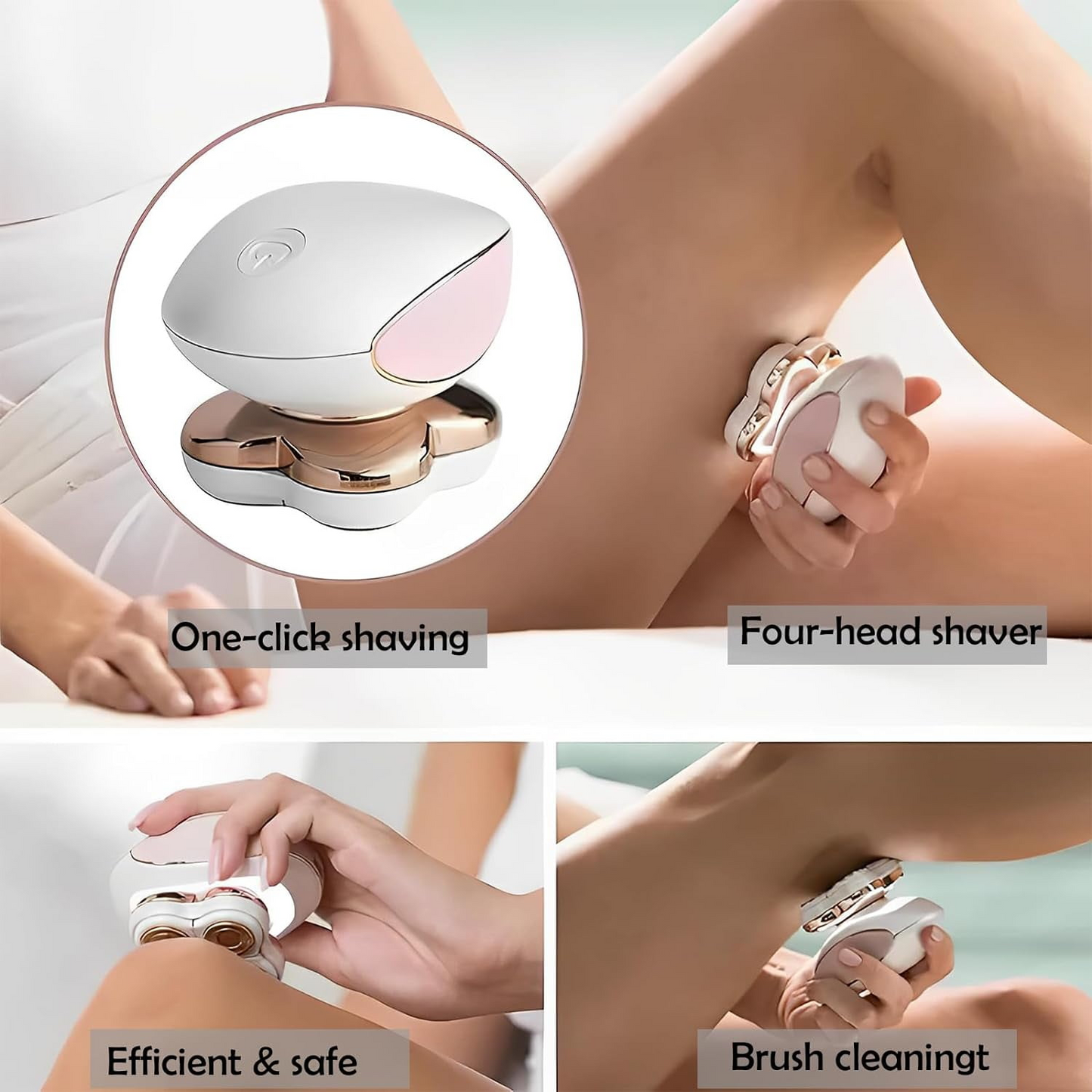 Flawless Electric Shaver for Women – LED Light Hair Removal Tool for Face, Legs & Bikini (Pink)