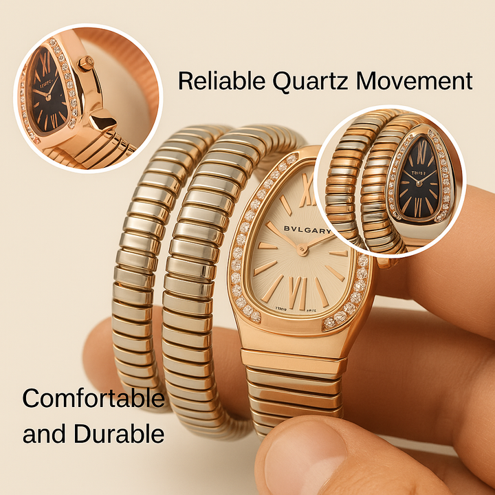 BVLGARI- Inspired Serpenti Wrist Watch for Women in Drop case & Gemstone