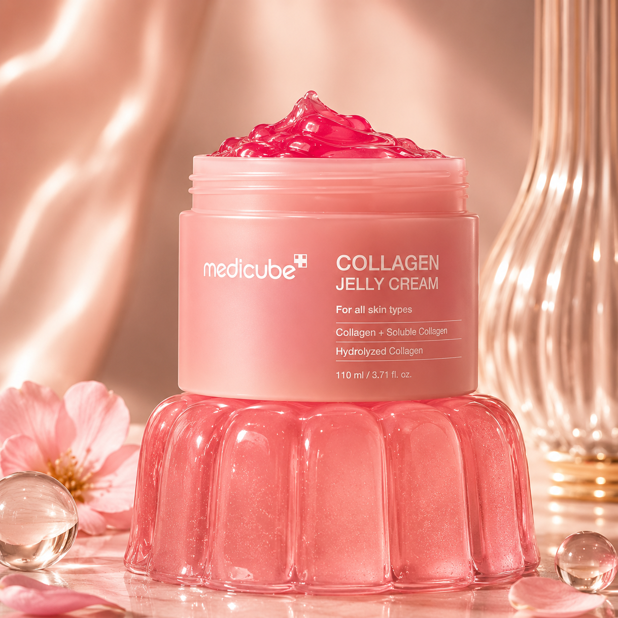 Collagen Jelly Face Cream for Glowing Skin |India’s 1st Korean Hydrolyzed Collagen Jelly | Niacinamide, Hyaluronic Acid | Red Jelly for Hydration, Firming & Anti-Aging |110ml