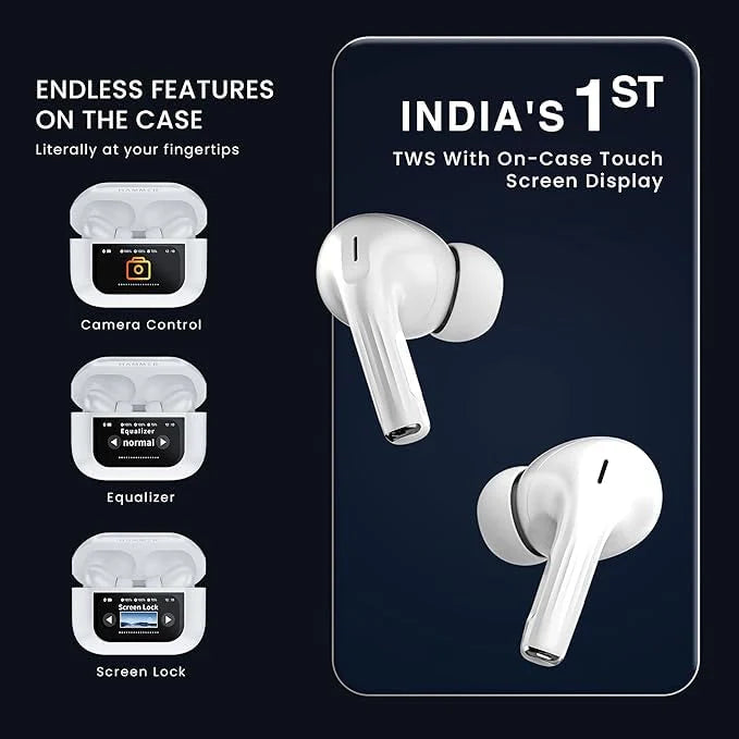 Airpods Pro 2+ With Digital Screen 100% ANC with 1.41" Full HD Touch Screen + GPS Tracking (Find my Device ) + 13mm High Deep Bass Drivers