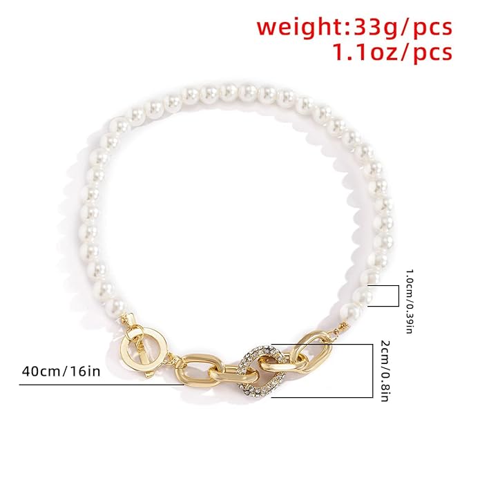 2-in-1 Elegant Pearl & Gold Accent Necklace & Bracelet