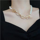 2-in-1 Elegant Pearl & Gold Accent Necklace & Bracelet