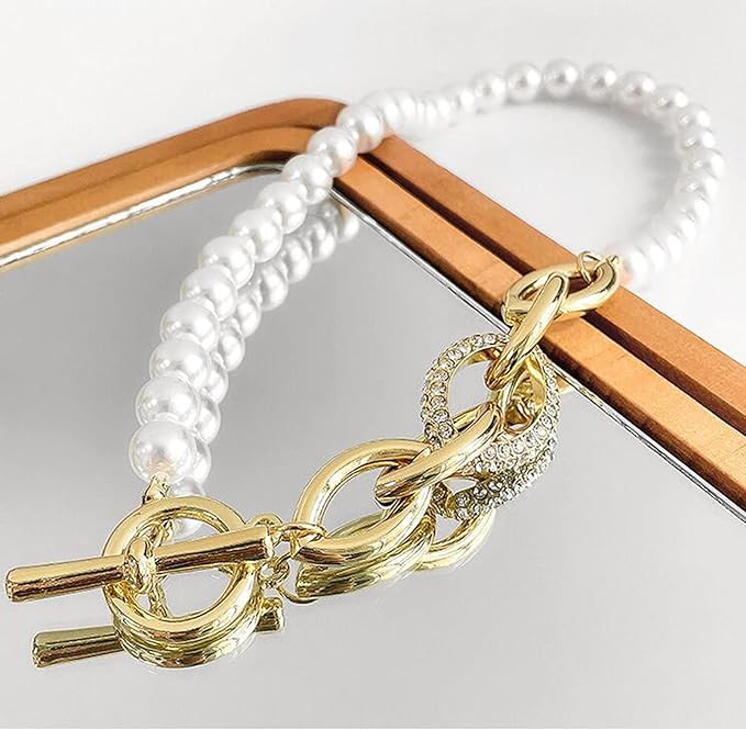 2-in-1 Elegant Pearl & Gold Accent Necklace & Bracelet