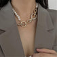 2-in-1 Elegant Pearl & Gold Accent Necklace & Bracelet