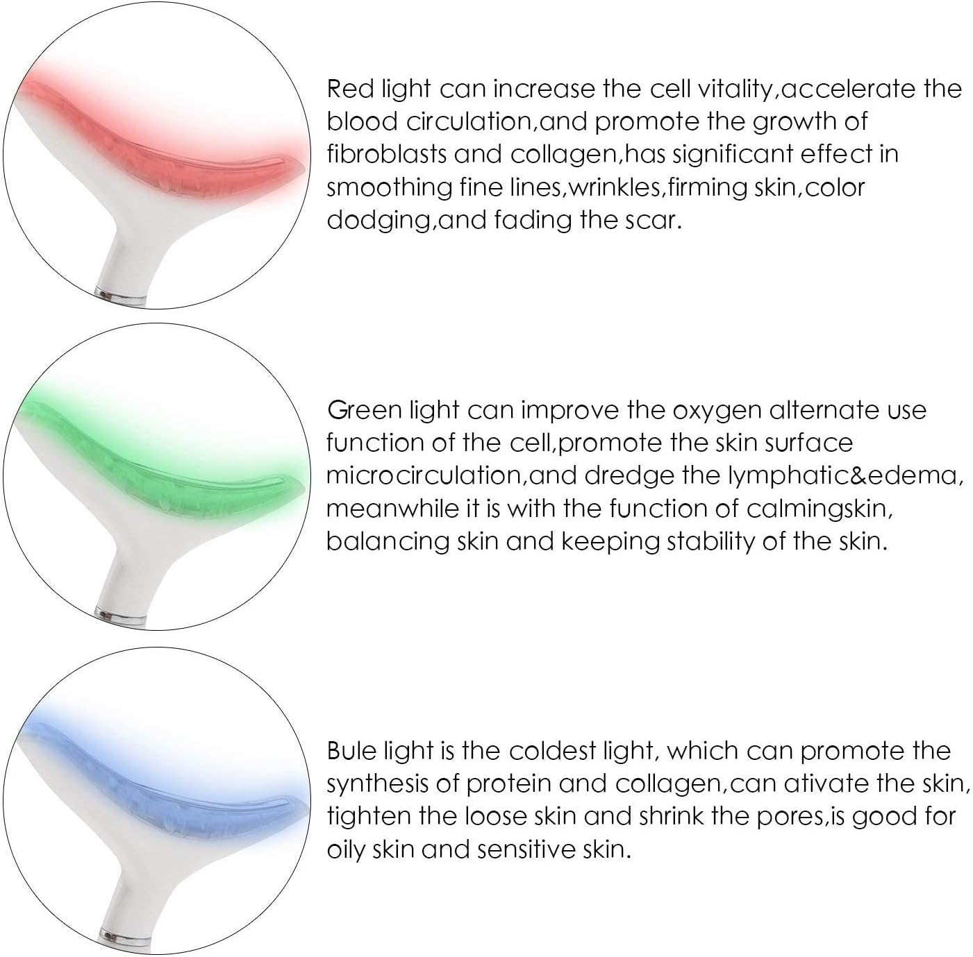 3-in-1 LED Light Face and Neck Massager For Anti Aging & Anti Wrinkle – Skin Tightening, Lifting & Rejuvenation Device with Multiple Modes