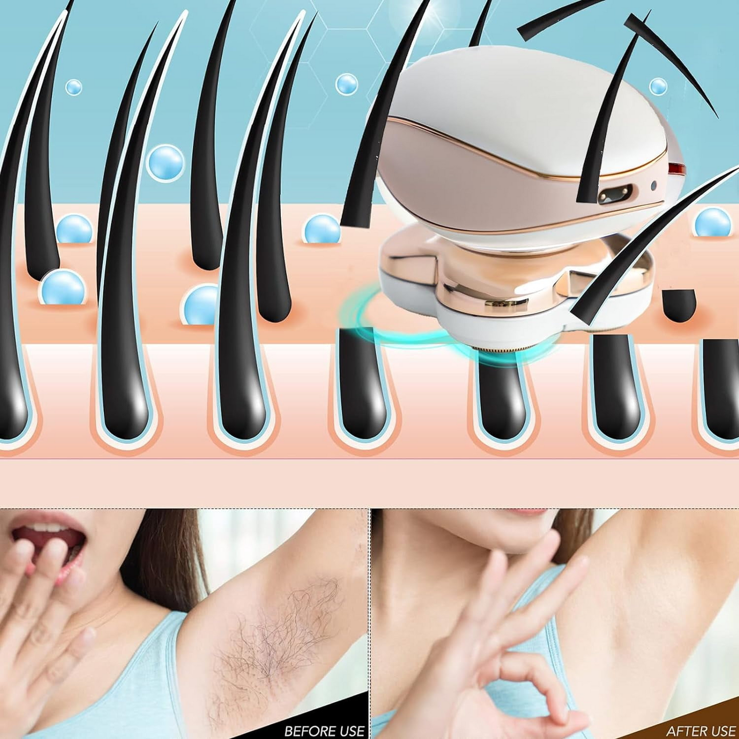 Flawless Electric Shaver for Women – LED Light Hair Removal Tool for Face, Legs & Bikini (Pink)