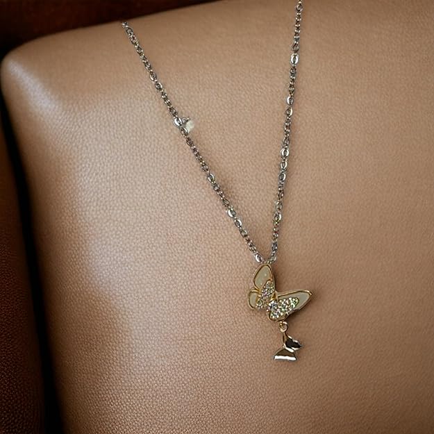 Crystal Dazzle Butterfly Pendant Necklace