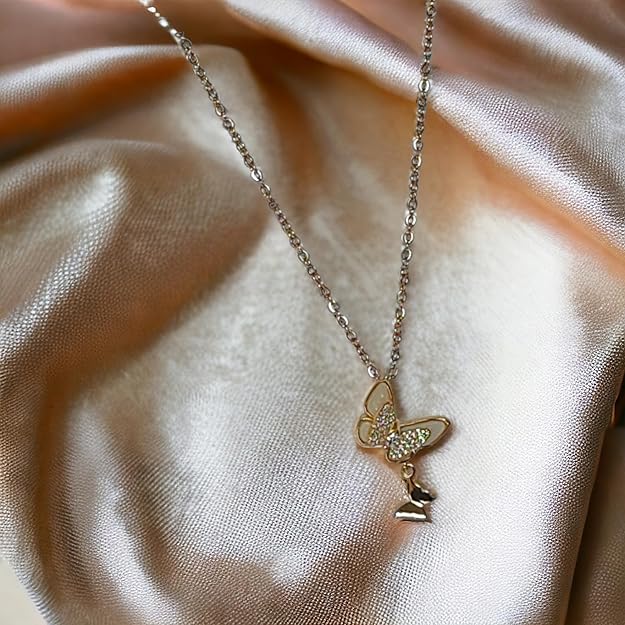 Crystal Dazzle Butterfly Pendant Necklace