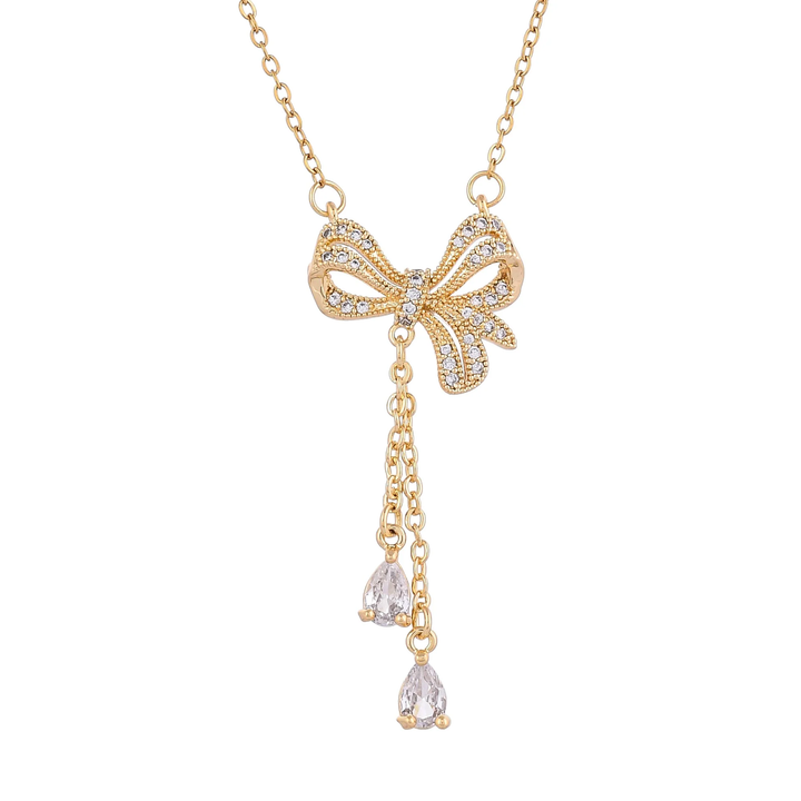 Elegant Bow Cascade Pendant Necklace