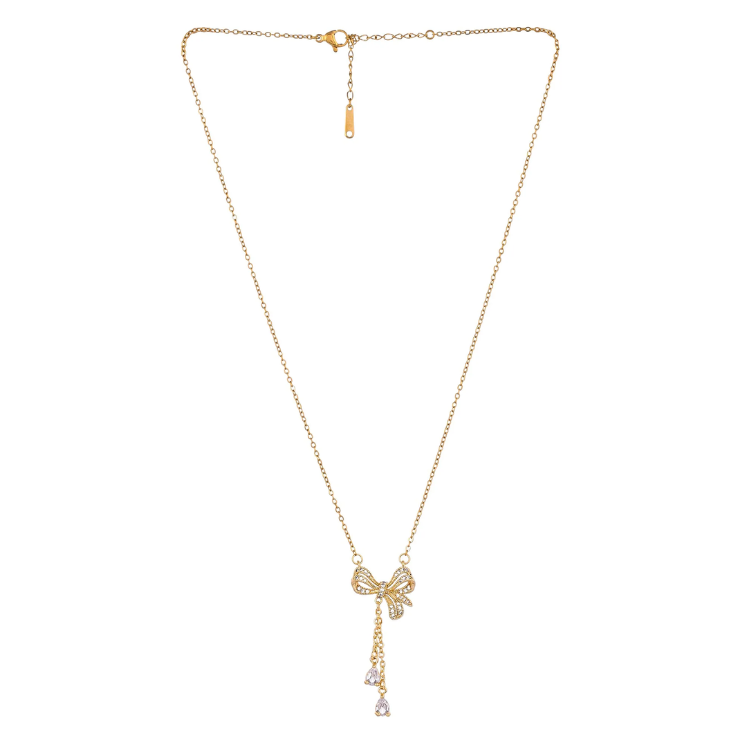 Elegant Bow Cascade Pendant Necklace