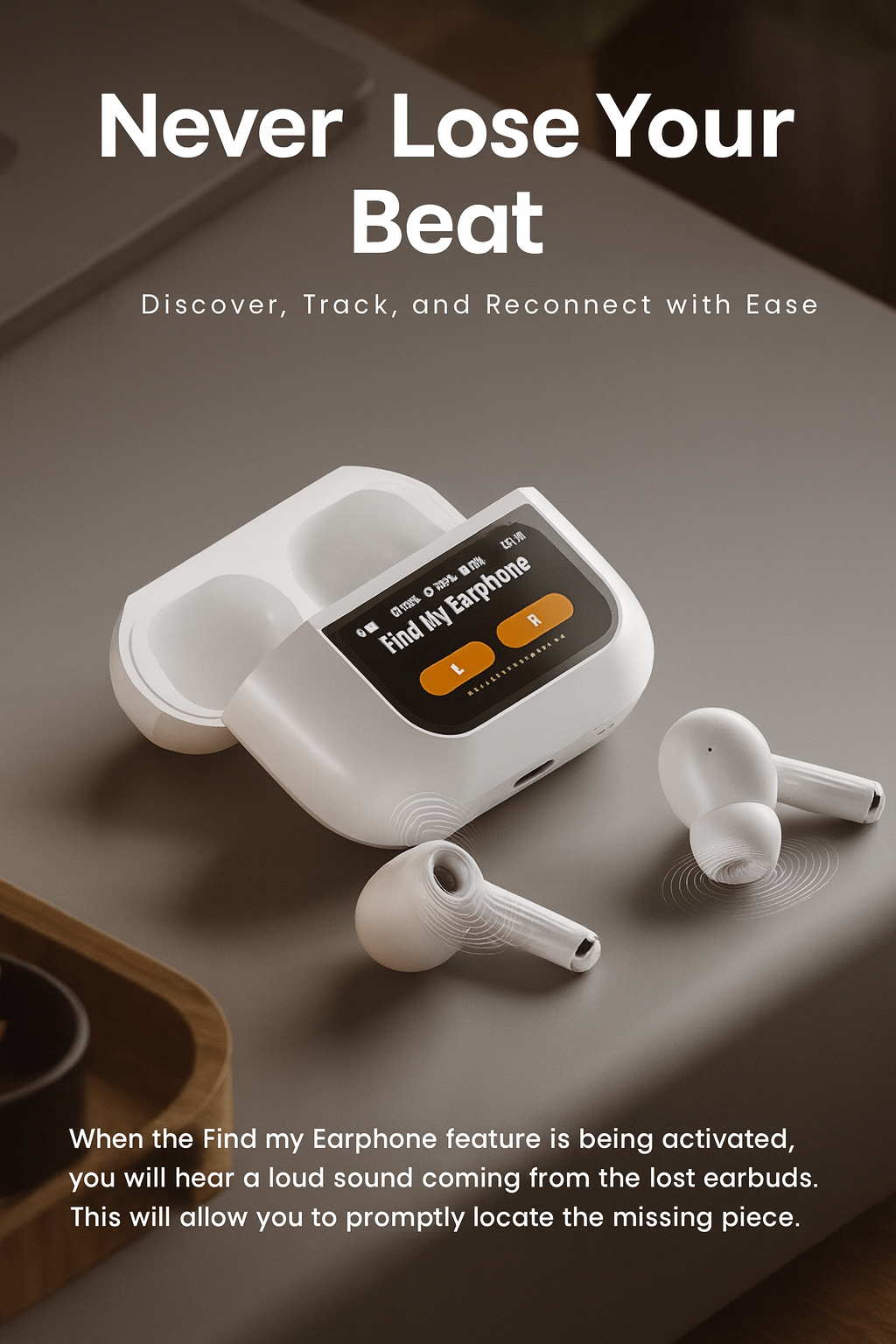 Airpods Pro 2+ With Digital Screen 100% ANC with 1.41" Full HD Touch Screen + GPS Tracking (Find my Device ) + 13mm High Deep Bass Drivers