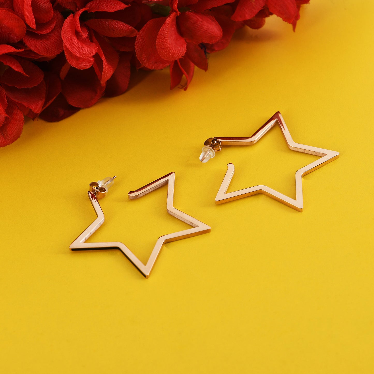 North Star Dangle Hoops Earrings
