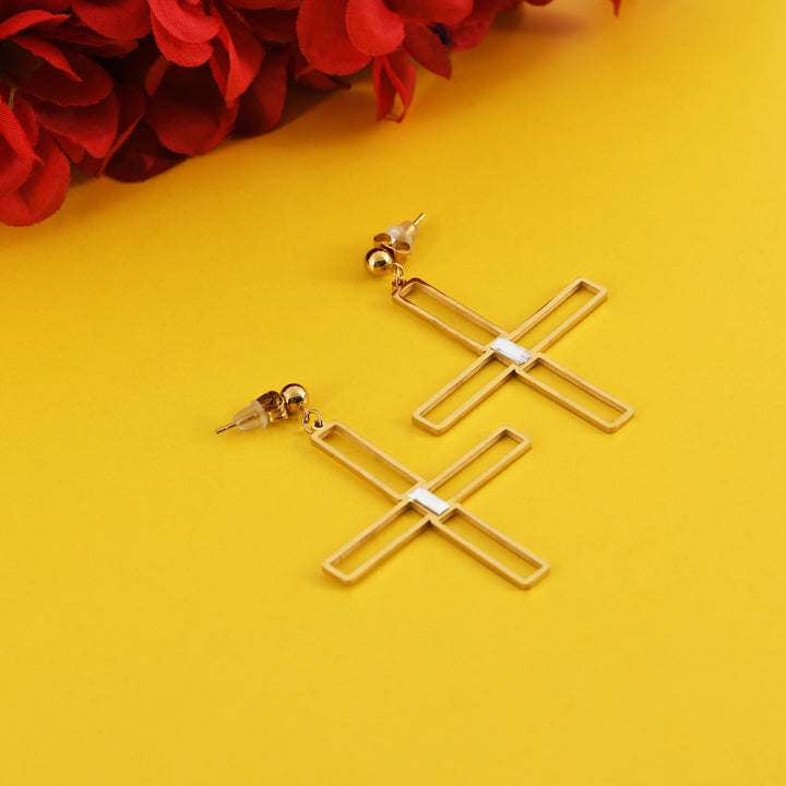 Elegant Gold Cross Earrings
