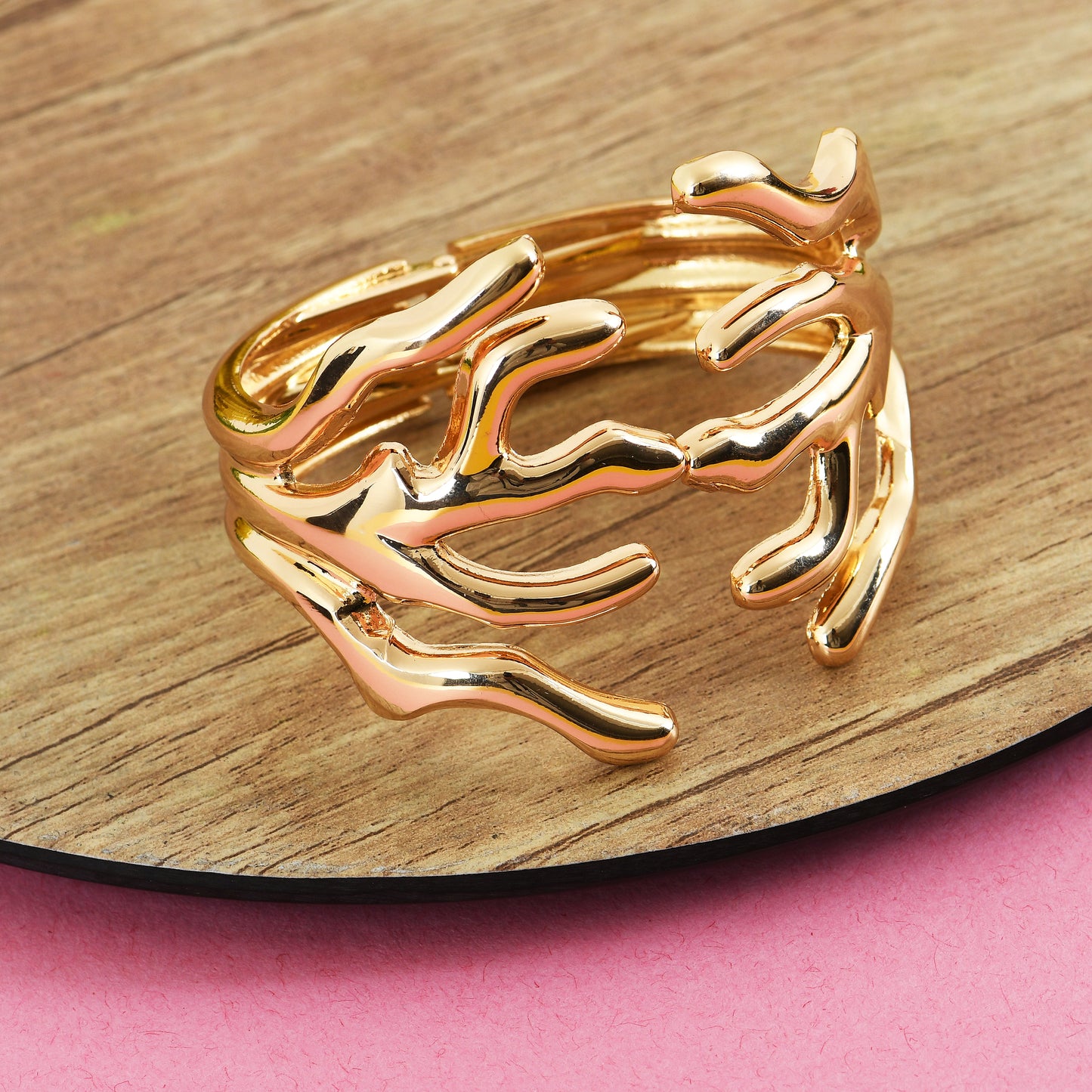 Golden Coral Cuff Bracelet