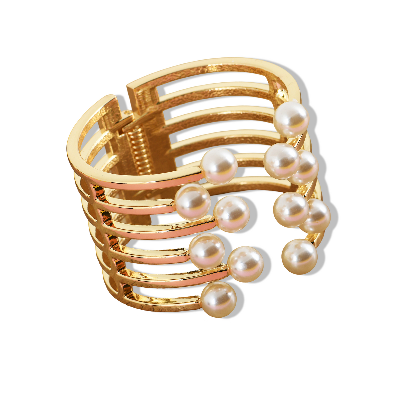 Golden Embrace Pearl Cuff Bracelet