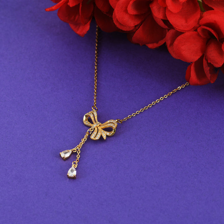 Elegant Bow Cascade Pendant Necklace