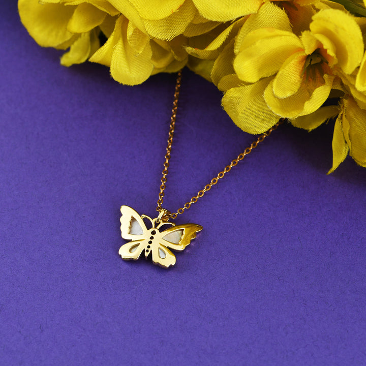 Rainbow Wing Butterfly Pendant Necklace