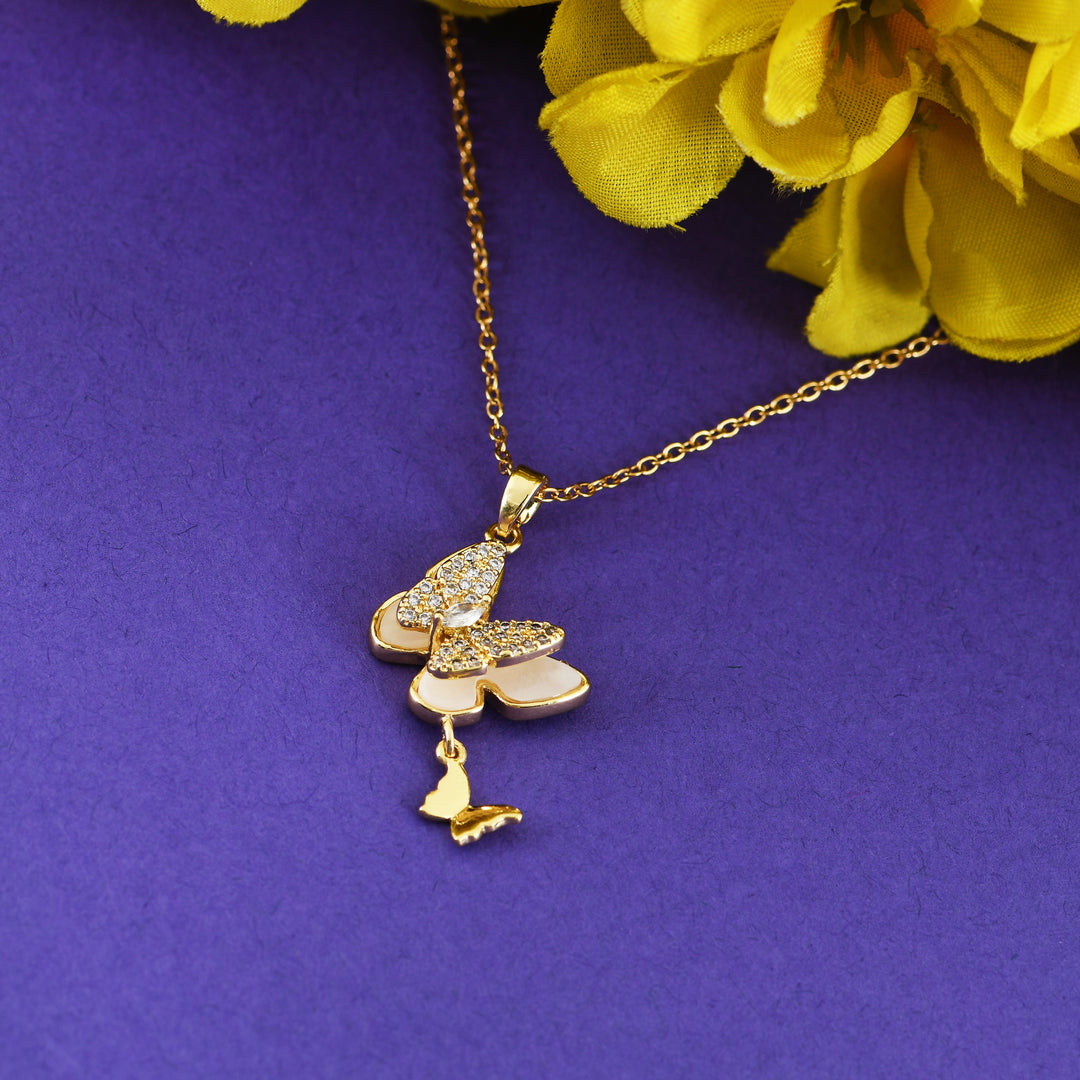 Crystal Dazzle Butterfly Pendant Necklace
