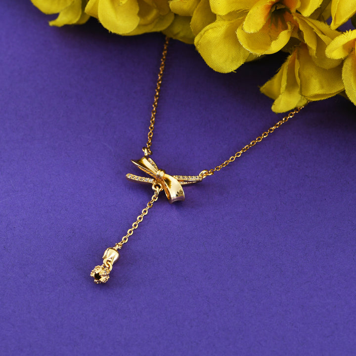 Love Knot Drop Golden Pendant Necklace