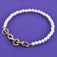 2-in-1 Elegant Pearl & Gold Accent Necklace & Bracelet