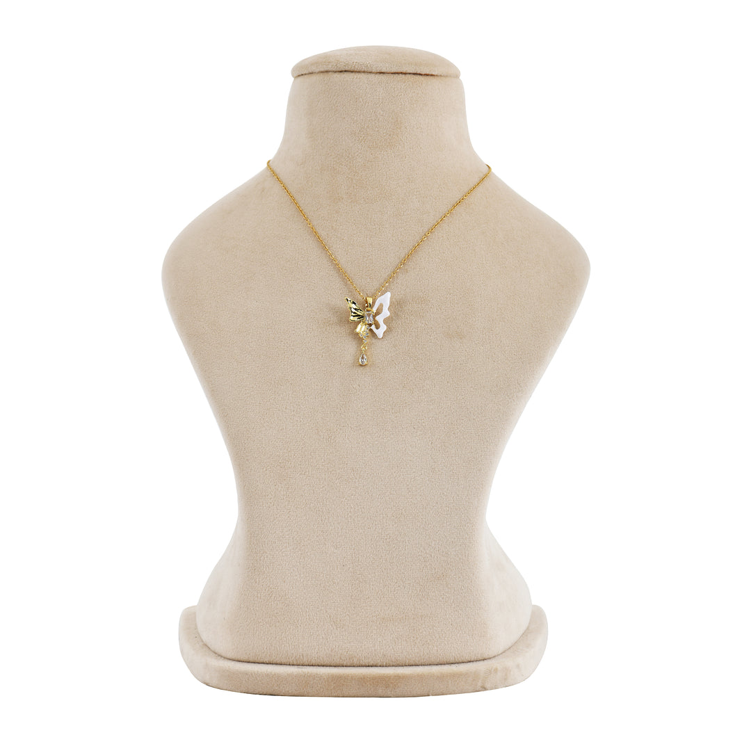 Crystal Drop Butterfly Pendant Necklace