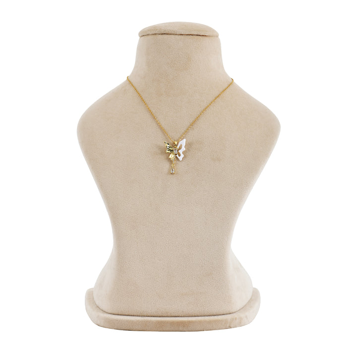 Crystal Drop Butterfly Pendant Necklace