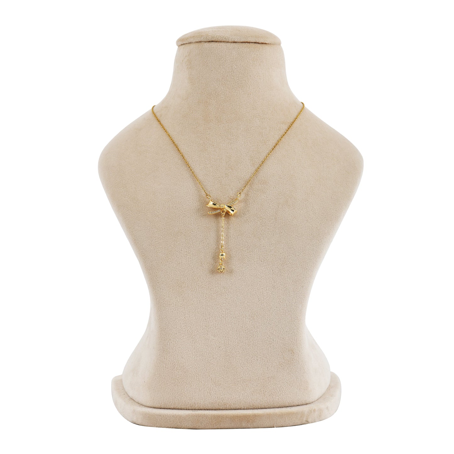 Love Knot Drop Golden Pendant Necklace