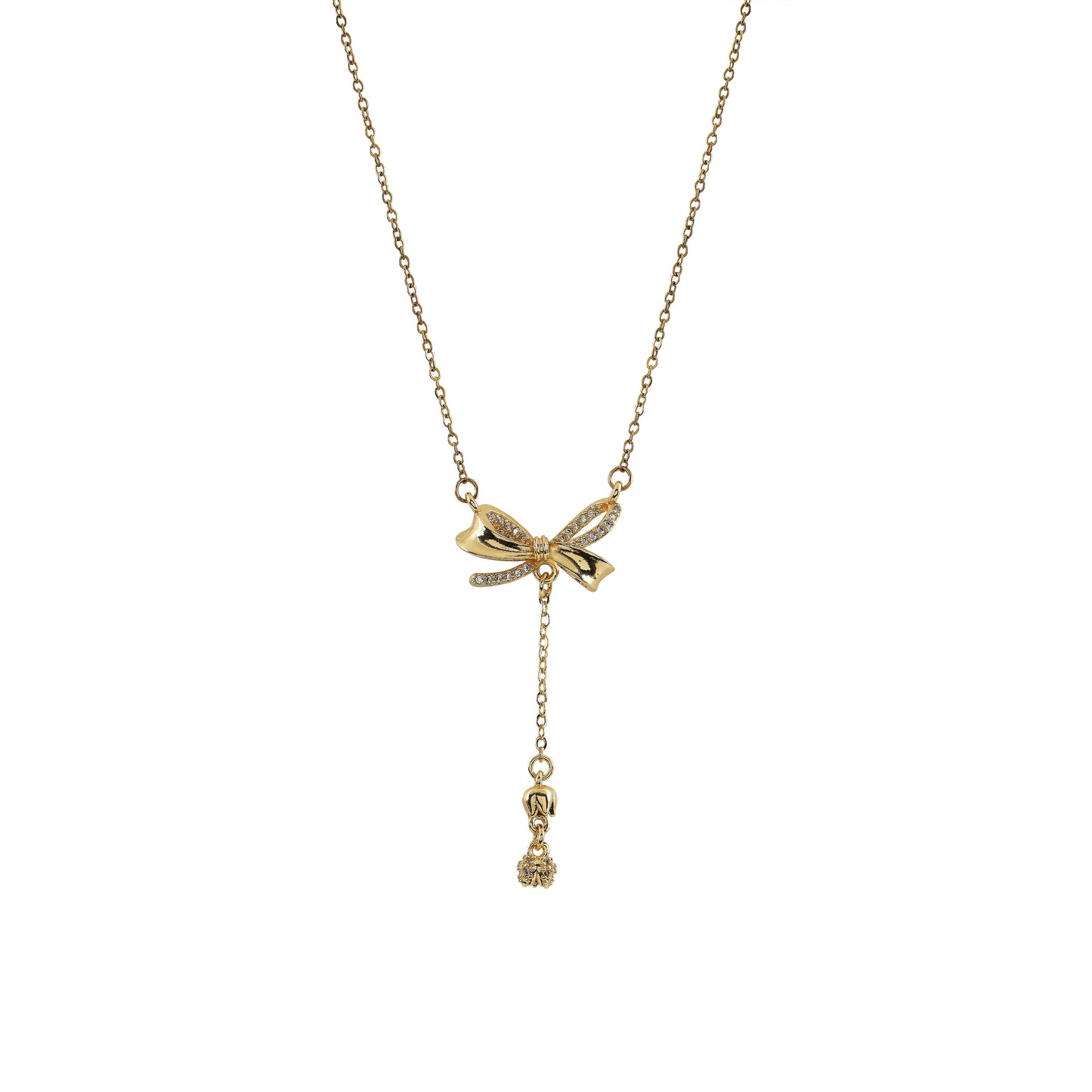 Love Knot Drop Golden Pendant Necklace