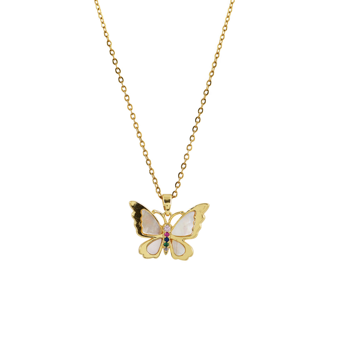 Rainbow Wing Butterfly Pendant Necklace
