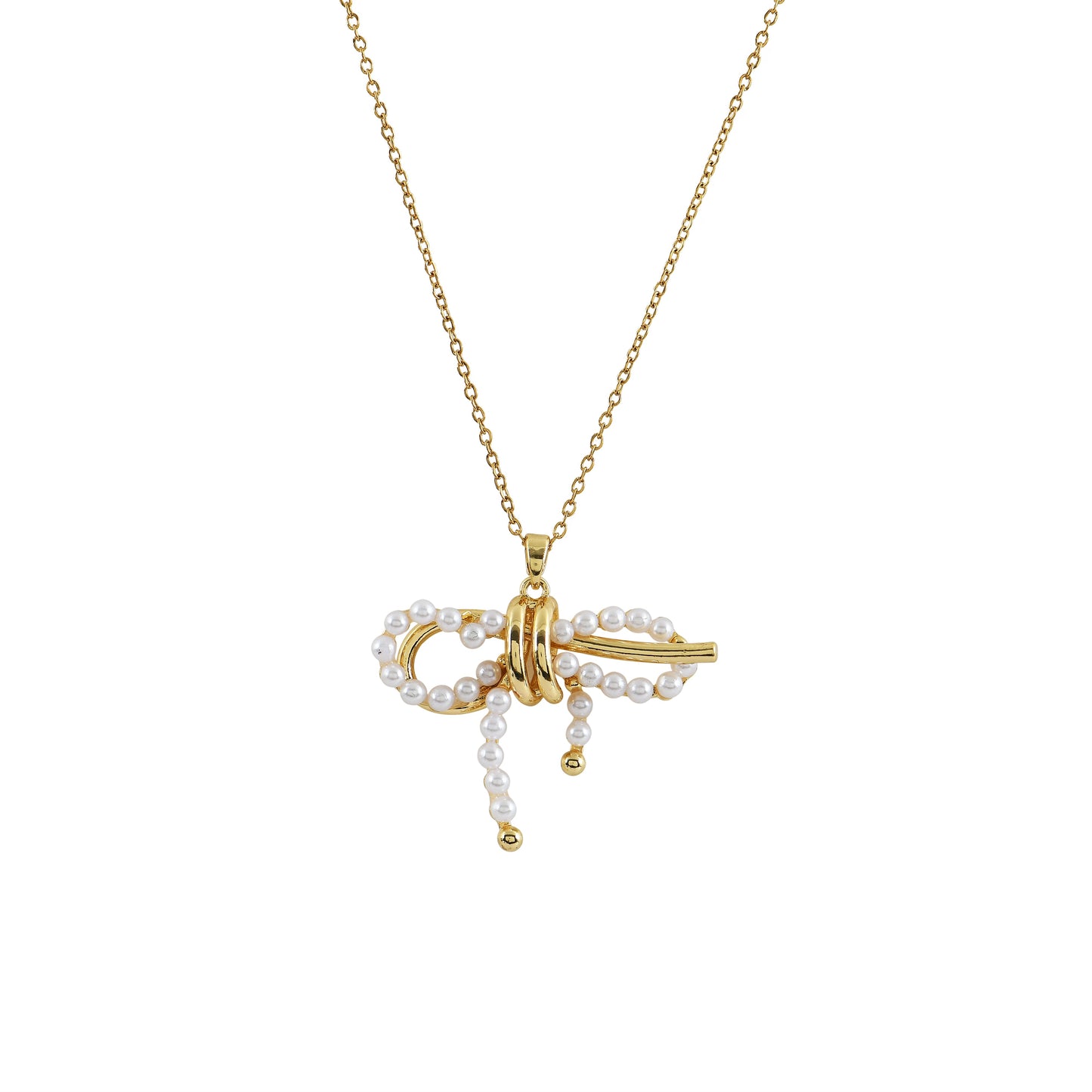 Dainty Pearl Bow Pendant Necklace