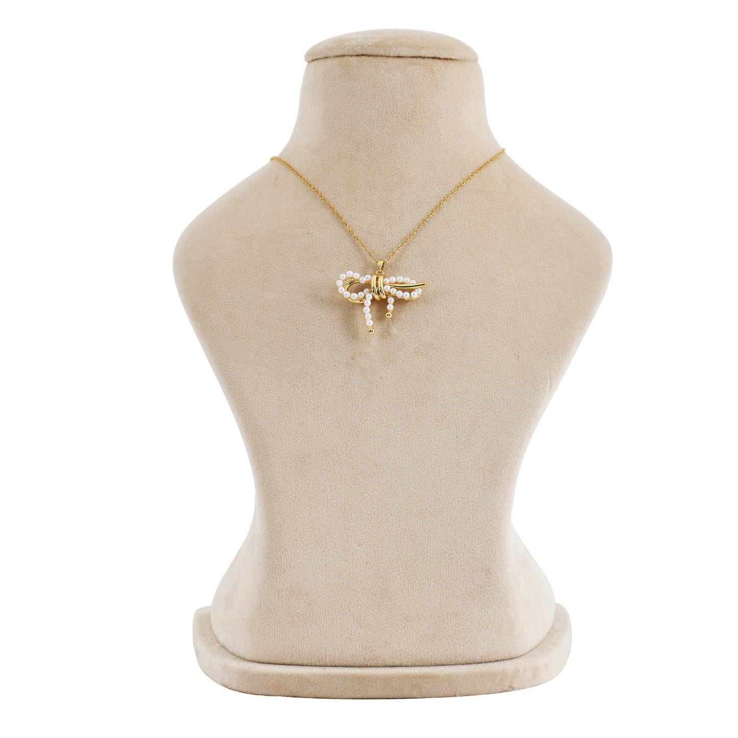 Dainty Pearl Bow Pendant Necklace