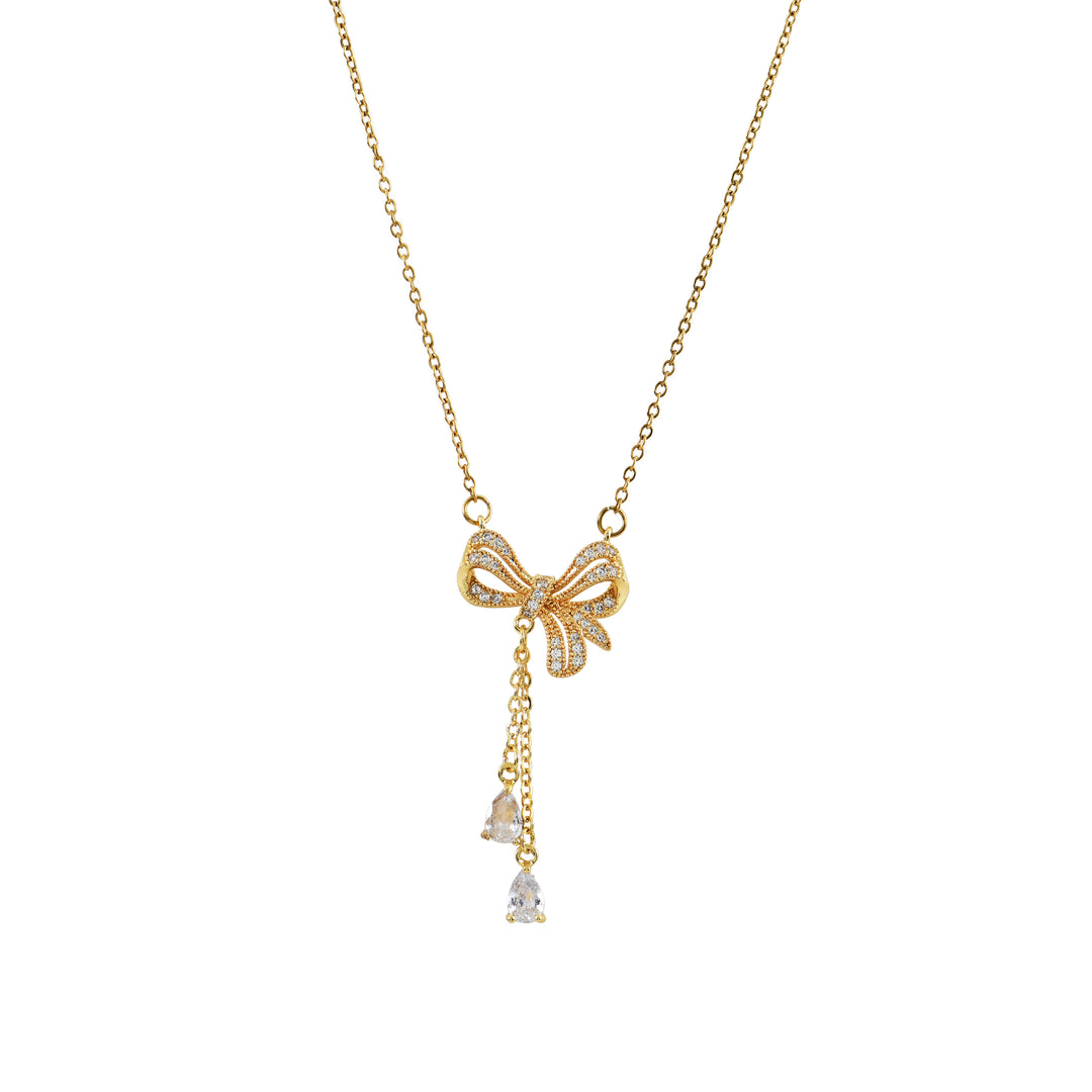 Elegant Bow Cascade Pendant Necklace