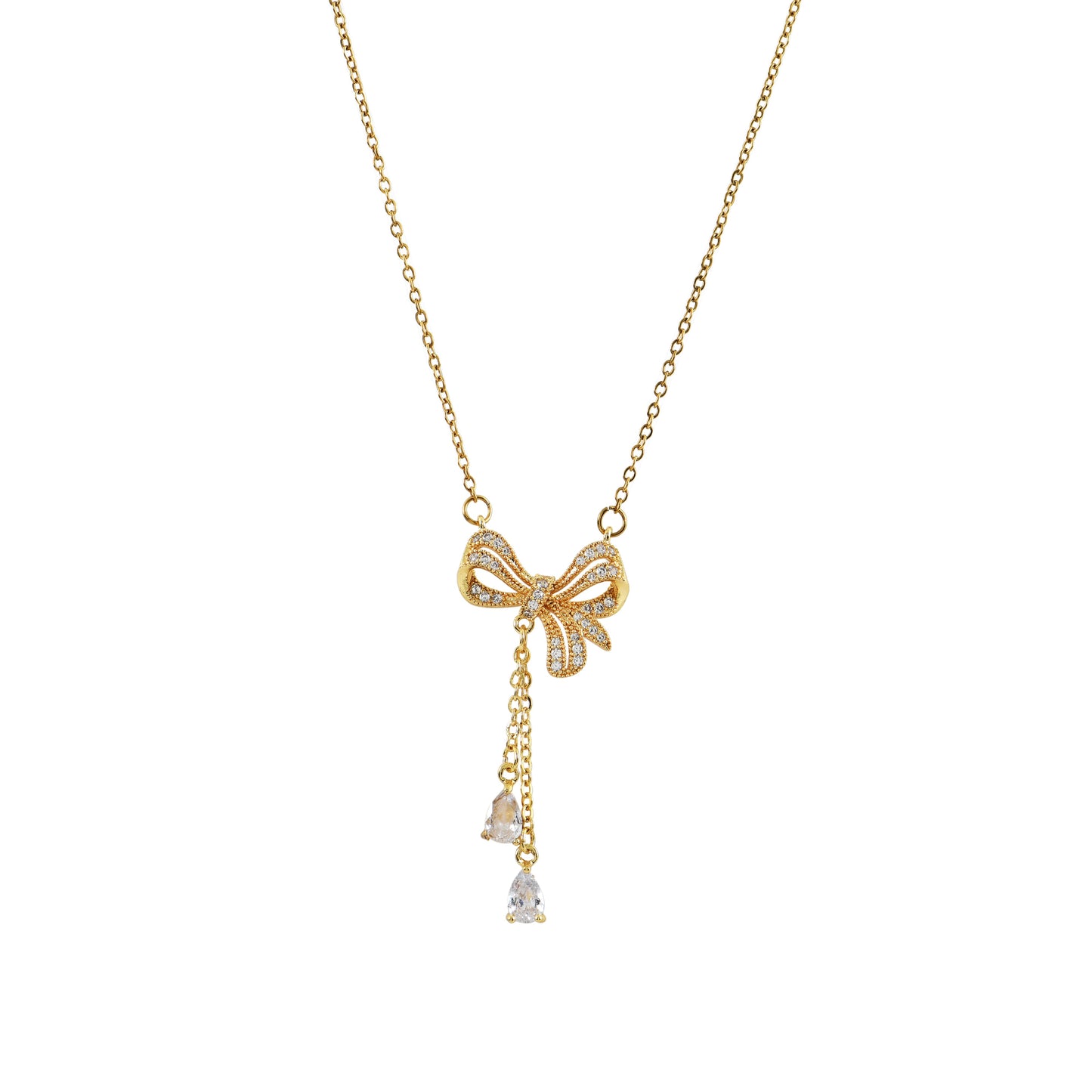 Elegant Bow Cascade Pendant Necklace