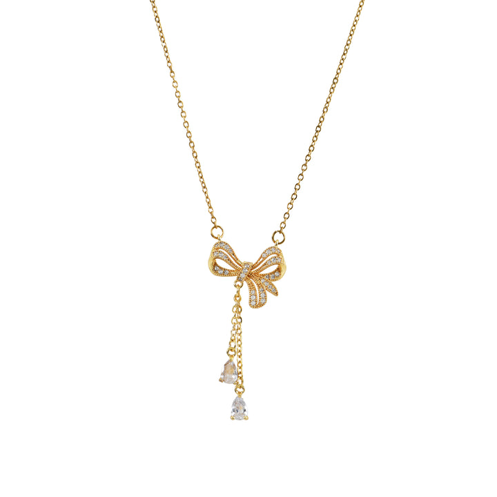 Elegant Bow Cascade Pendant Necklace