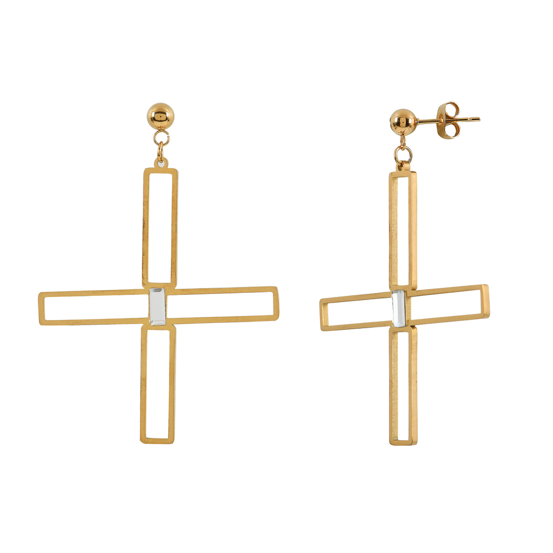 Elegant Gold Cross Earrings