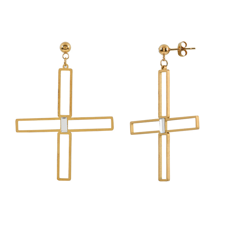 Elegant Gold Cross Earrings