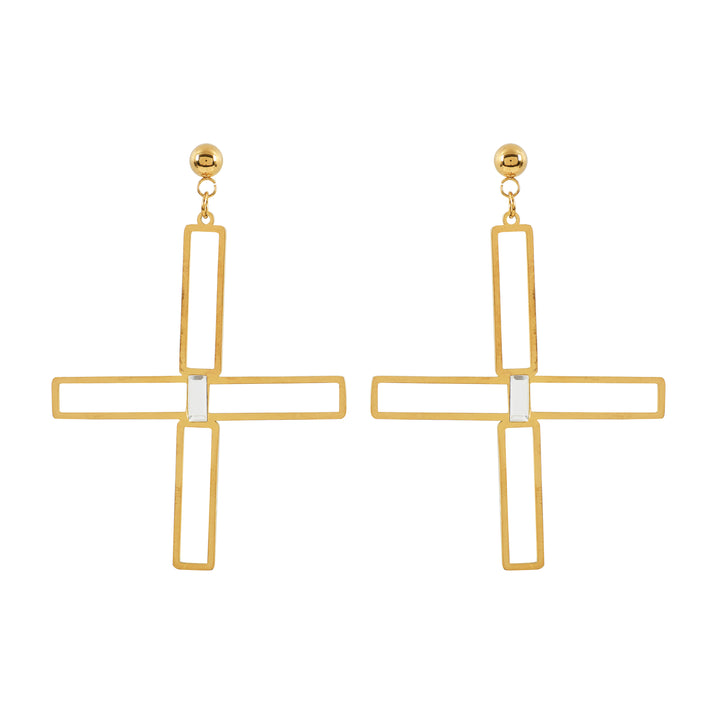 Elegant Gold Cross Earrings