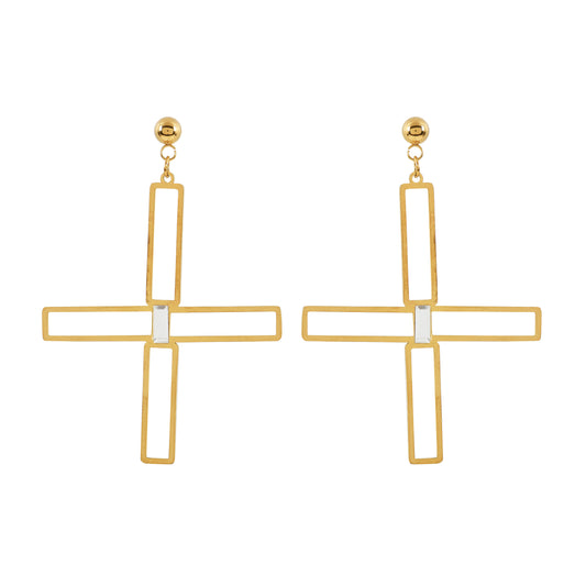 Elegant Gold Cross Earrings