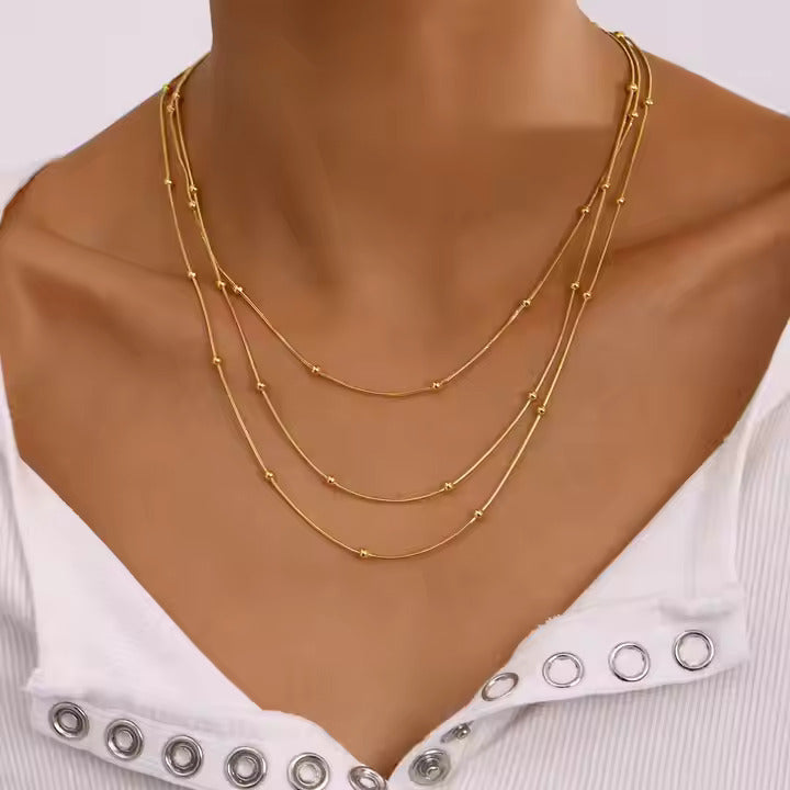 Dainty Layered Satellite Pendant Necklace
