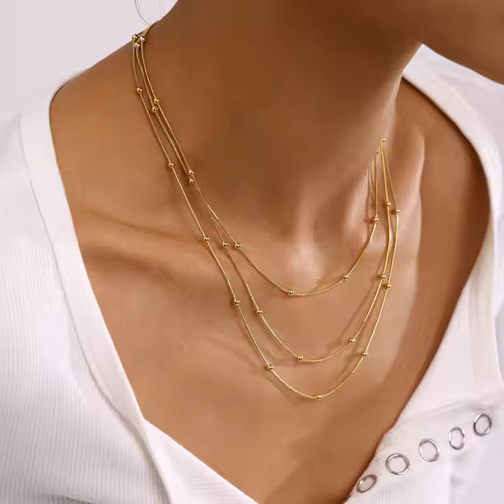 Dainty Layered Satellite Pendant Necklace