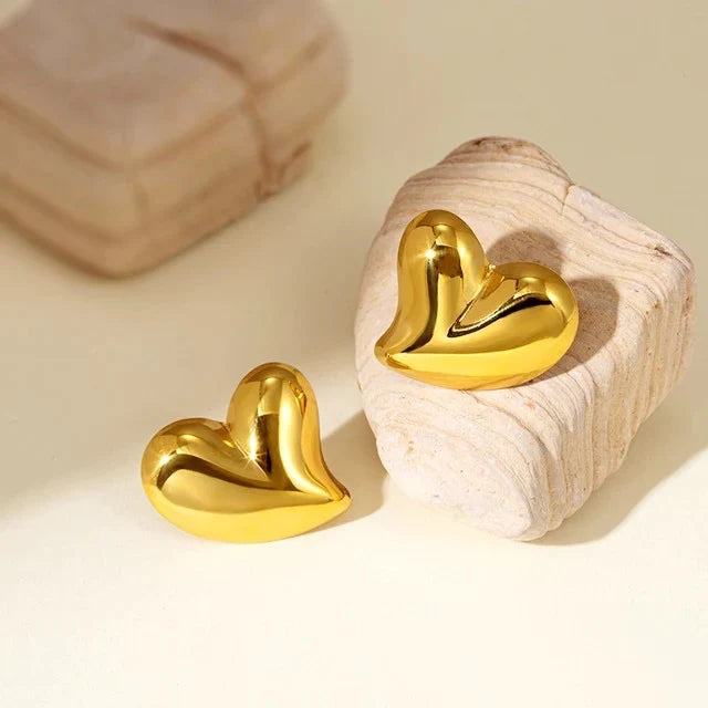 Golden Heart Studs Earrings