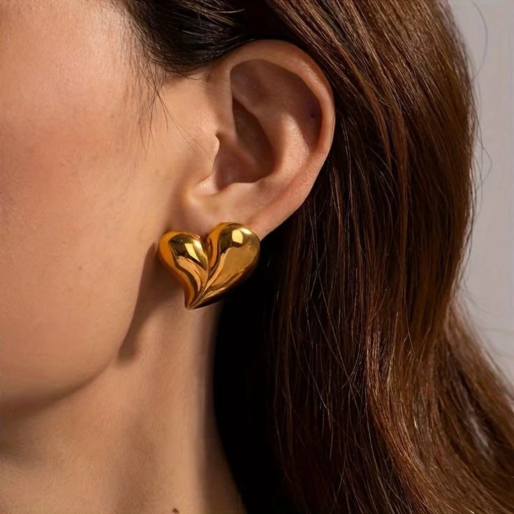Golden Heart Studs Earrings