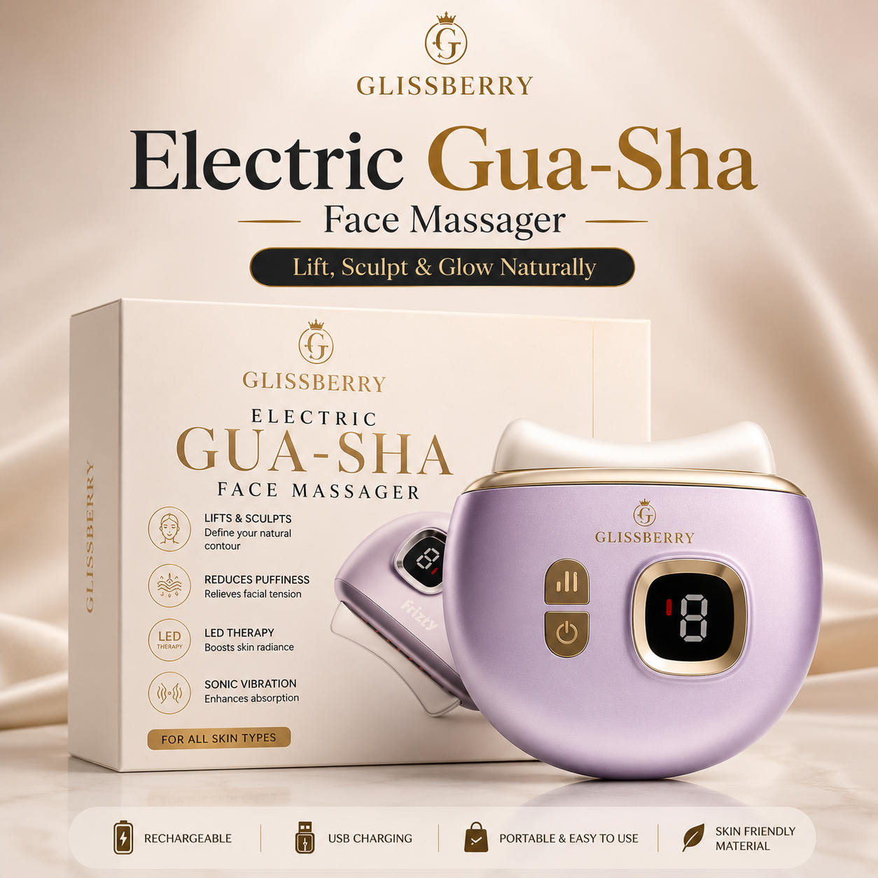 Electric Gua Sha Face Massager for Scraping Tool For Natural Glowing Skin ,Acne Control, Anti-Wrinkle & Anti Ageing